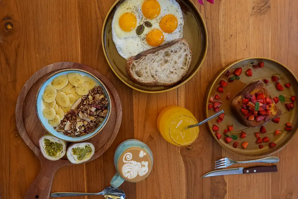 Breakfast Menu Sunny Sun Egg Mix Tropical Fruit